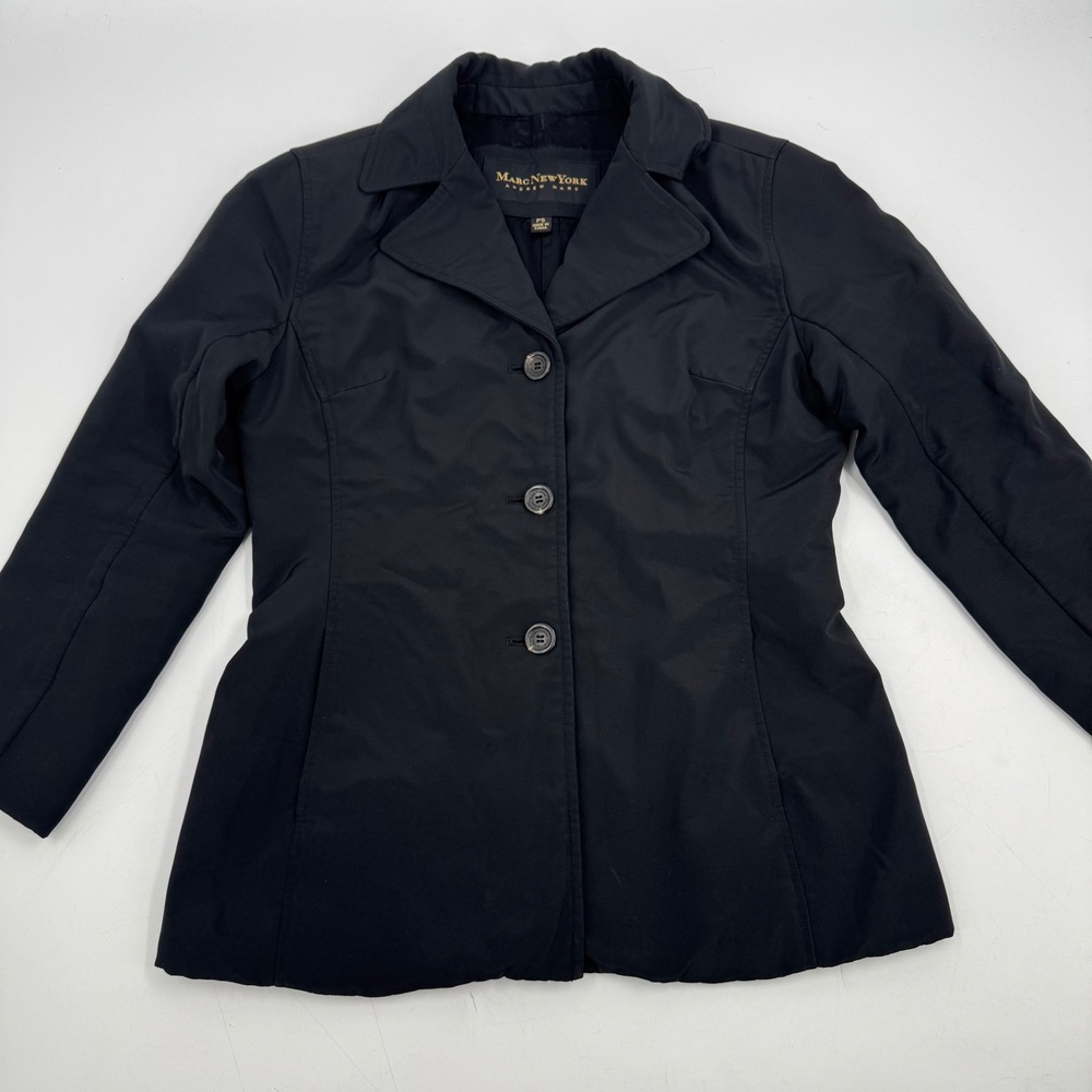 Marc New York Andrew Marc Black Blazer Jacket Womens Petite Small PS